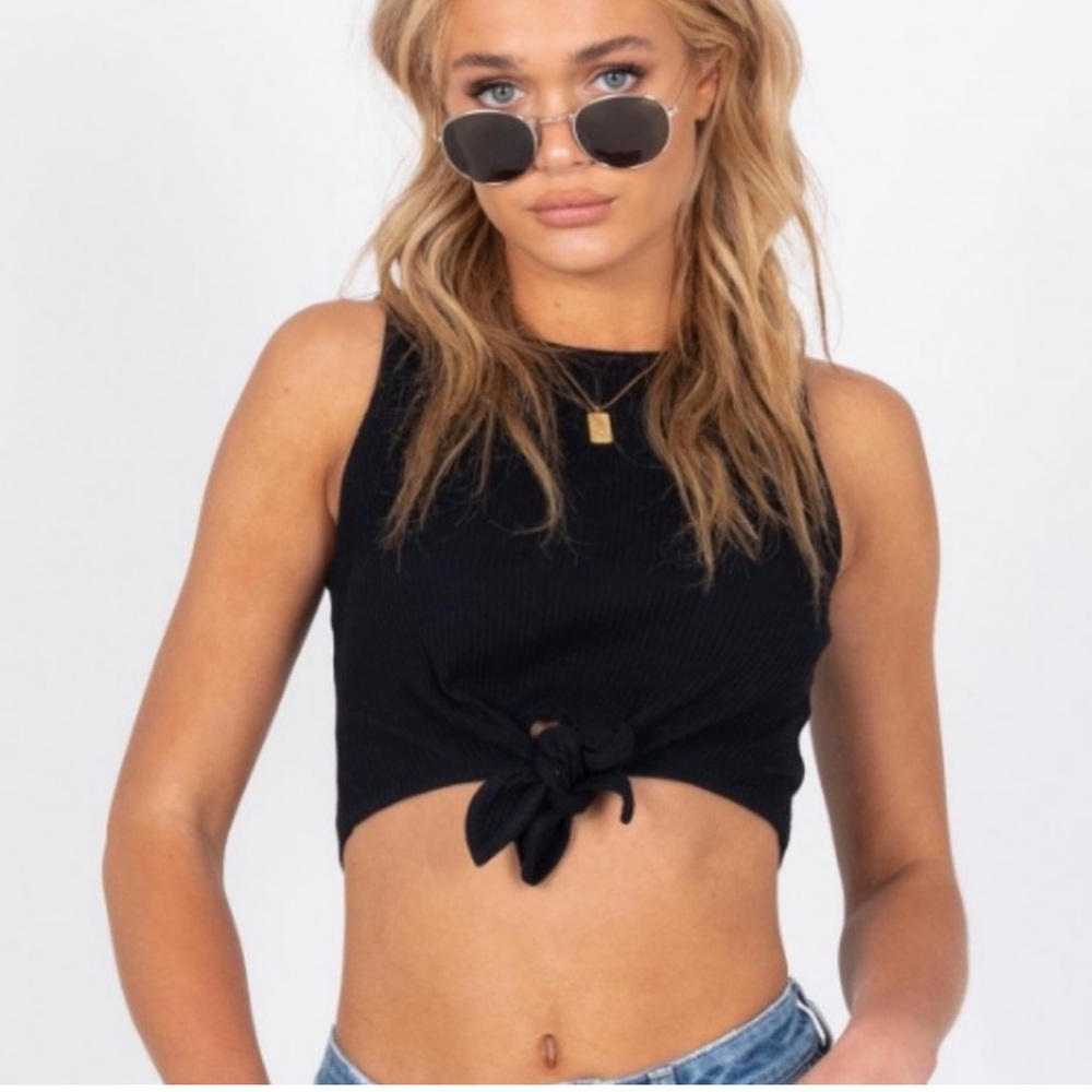 NWT Princess Polly white noise tie up knot tank top crop top